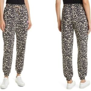 NICOLE MILLER Leopard Print Stretch Cotton French Terry Joggers in Cheetah Sz S